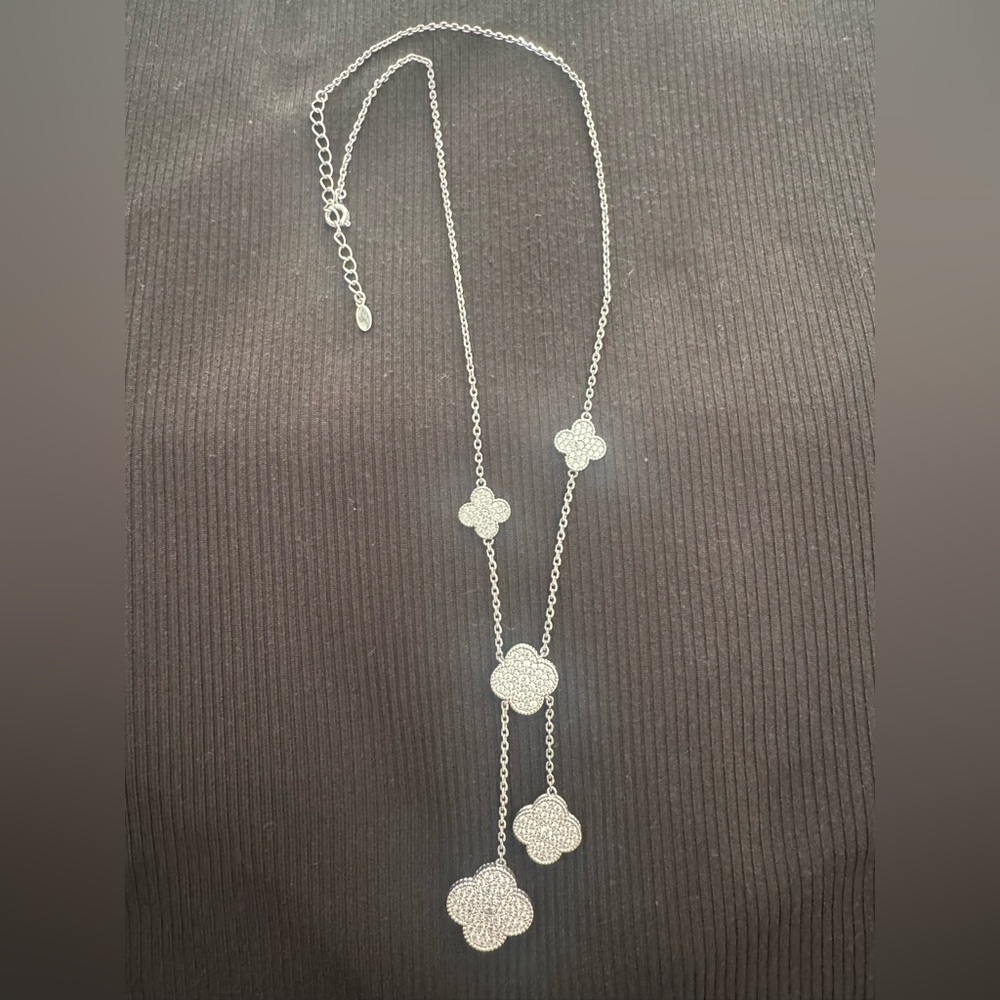 Elegant Silver Adjustable Necklace with Clover Accents